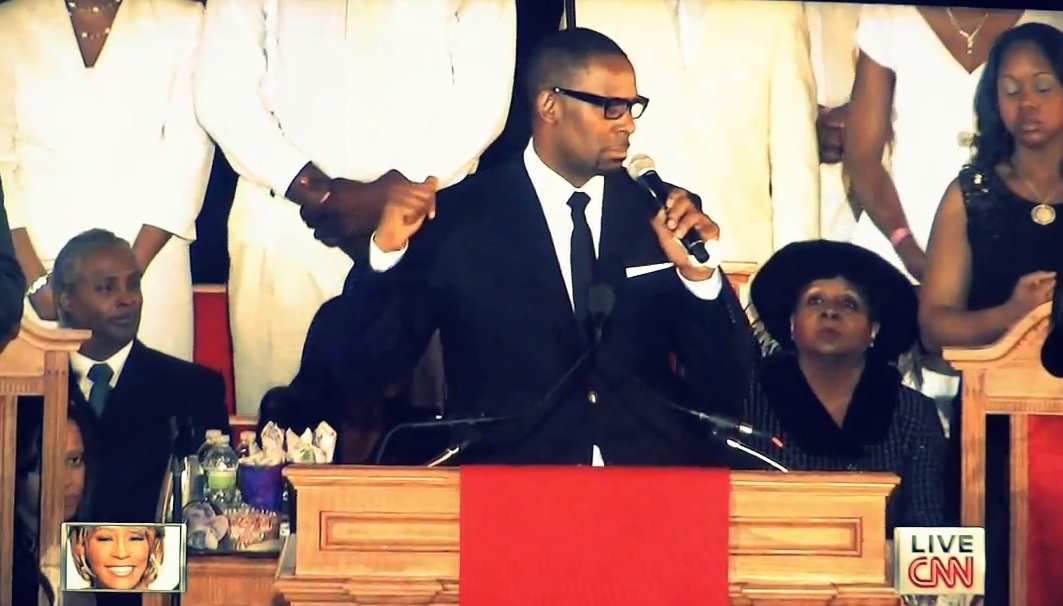 R. Kelly at Whitney Houston's funeral