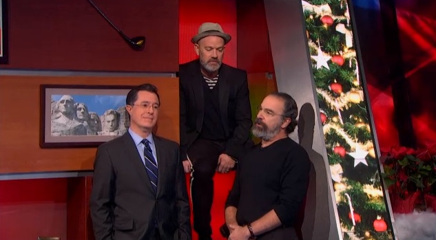 Stephen Colbert, Michael Stipe & Mandy Patinkin on The Colbert Report