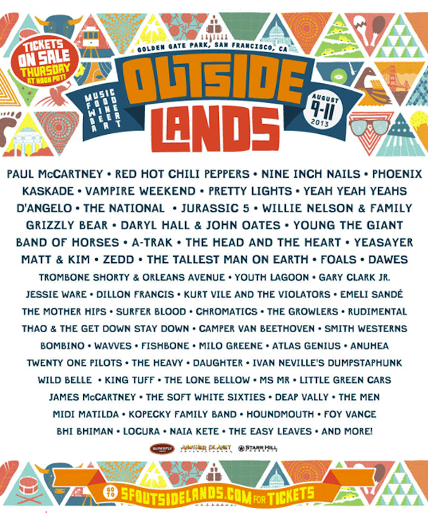 Outside Lands 2013 Lineup