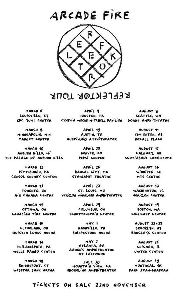 Arcade Fire 2013 Tour Dates