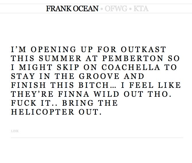 Frank Ocean Tumblr