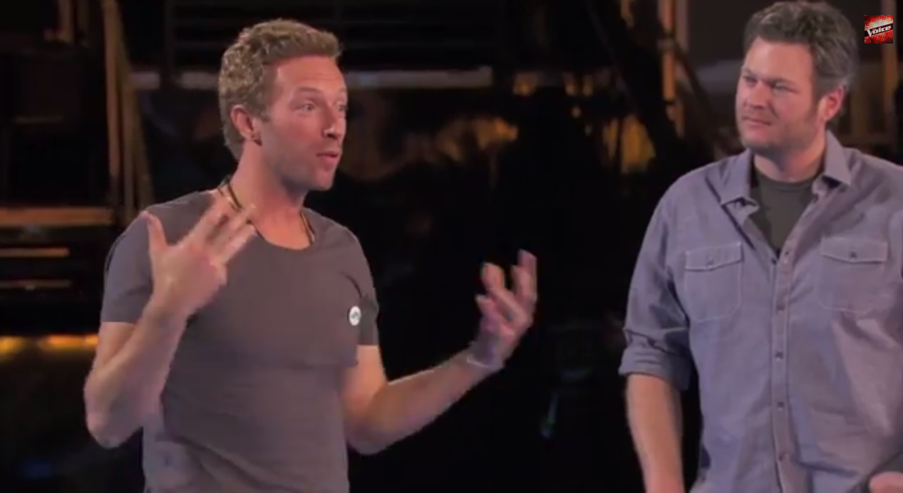 Chris Martin and Blake Shelton on The Voice.