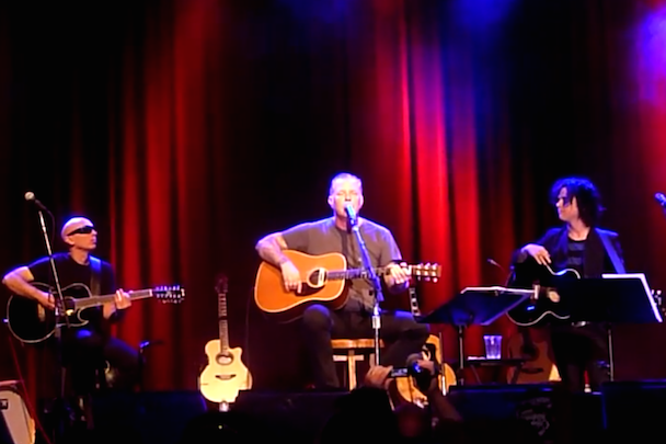 Joe Satriani, James Hetfield, and Billy Joe Armstrong at the Acoustic-4-A-Cure Benefit