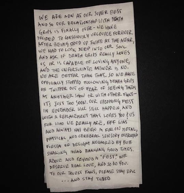 Fun Fun Fun Fest Death Grips letter