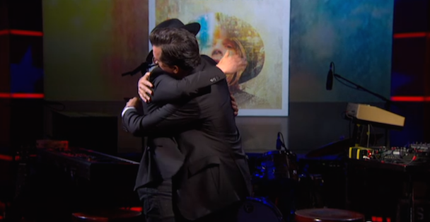 Watch Stephen Colbert Ask "Why Beck Sad?" And Give Beck A Hug
