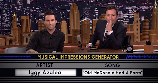 Watch Jimmy Fallon & Adam Levine Play Wheel Of Musical Impressions
