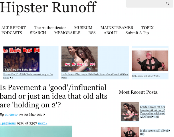 Hipster Runoff Is Back, And Up For Sale