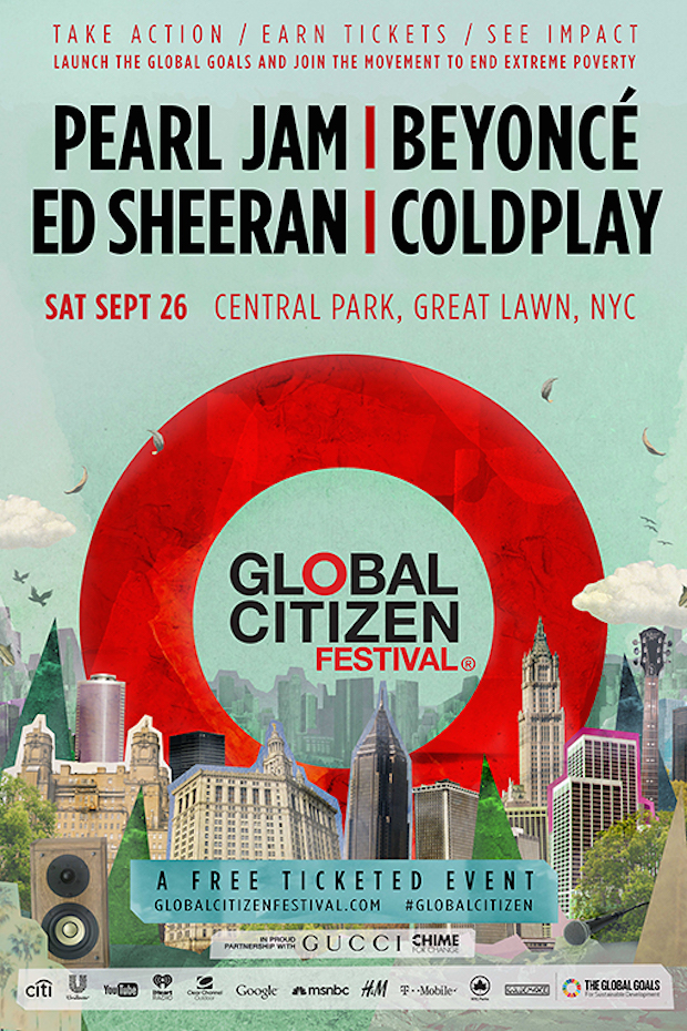 Beyoncé, Pearl Jam, Coldplay Headlining 2015 Global Citizen Fest