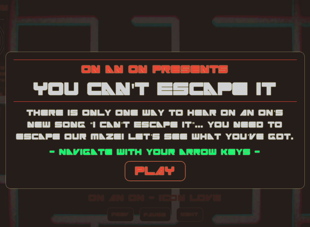 Play ON AN ON's Video Game To Hear New Song "I Can't Escape It"