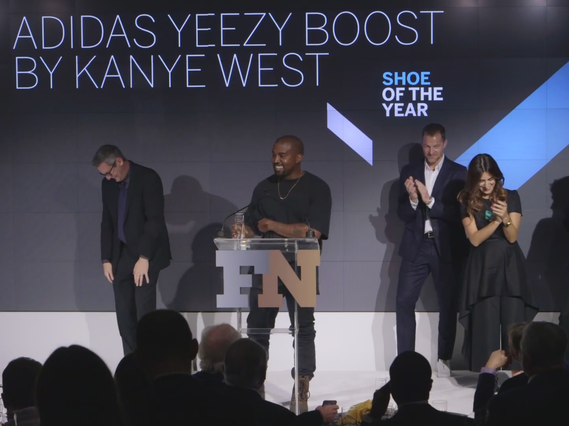 Kanye Attempts "Full Will Ferrell Level Drunk" Speech At Footwear News Achievement Awards