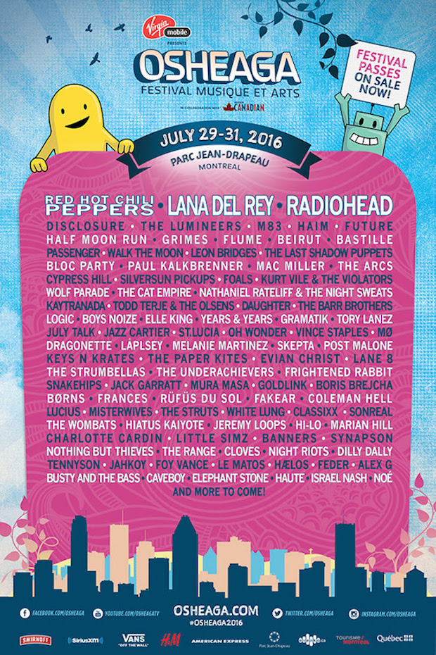 Osheaga 2016 Lineup