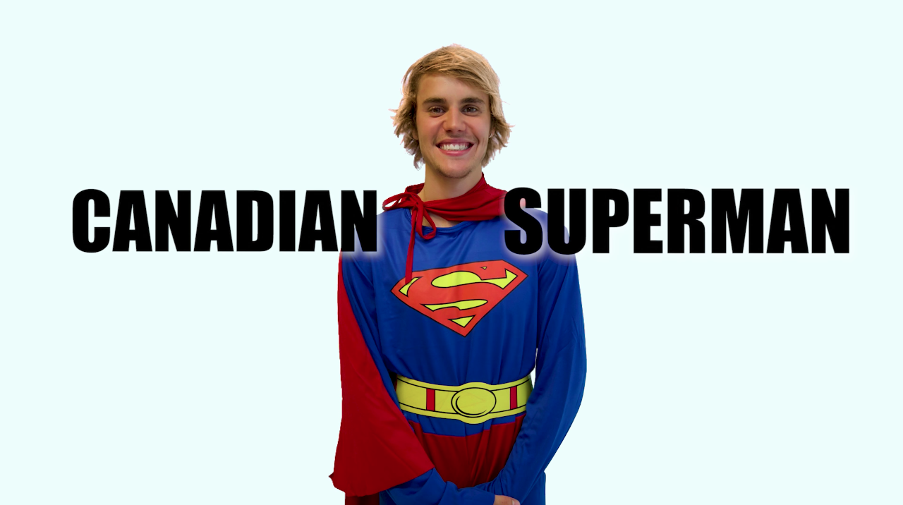 Justin Bieber as "Canadian Superman"