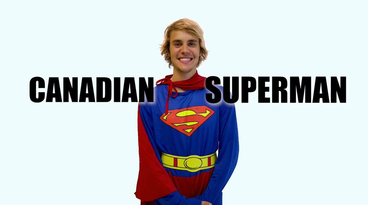 Justin Bieber as "Canadian Superman"