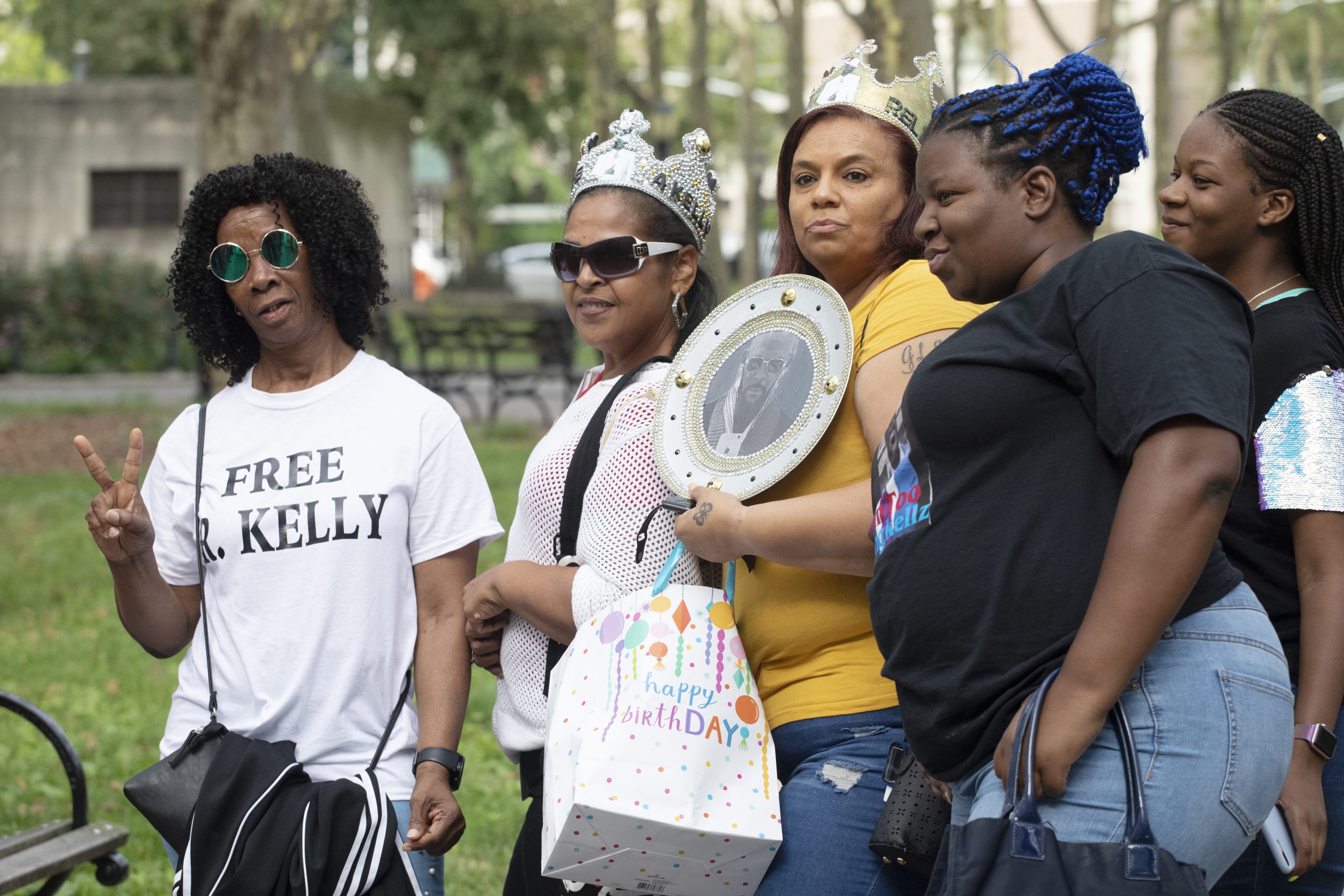 R. Kelly supporters gathered outside the courthouse