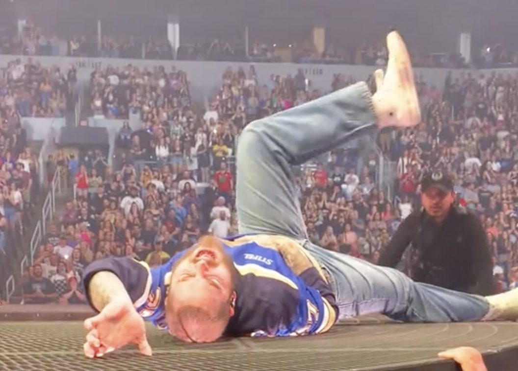 Post Malone falls through stage in St. Louis