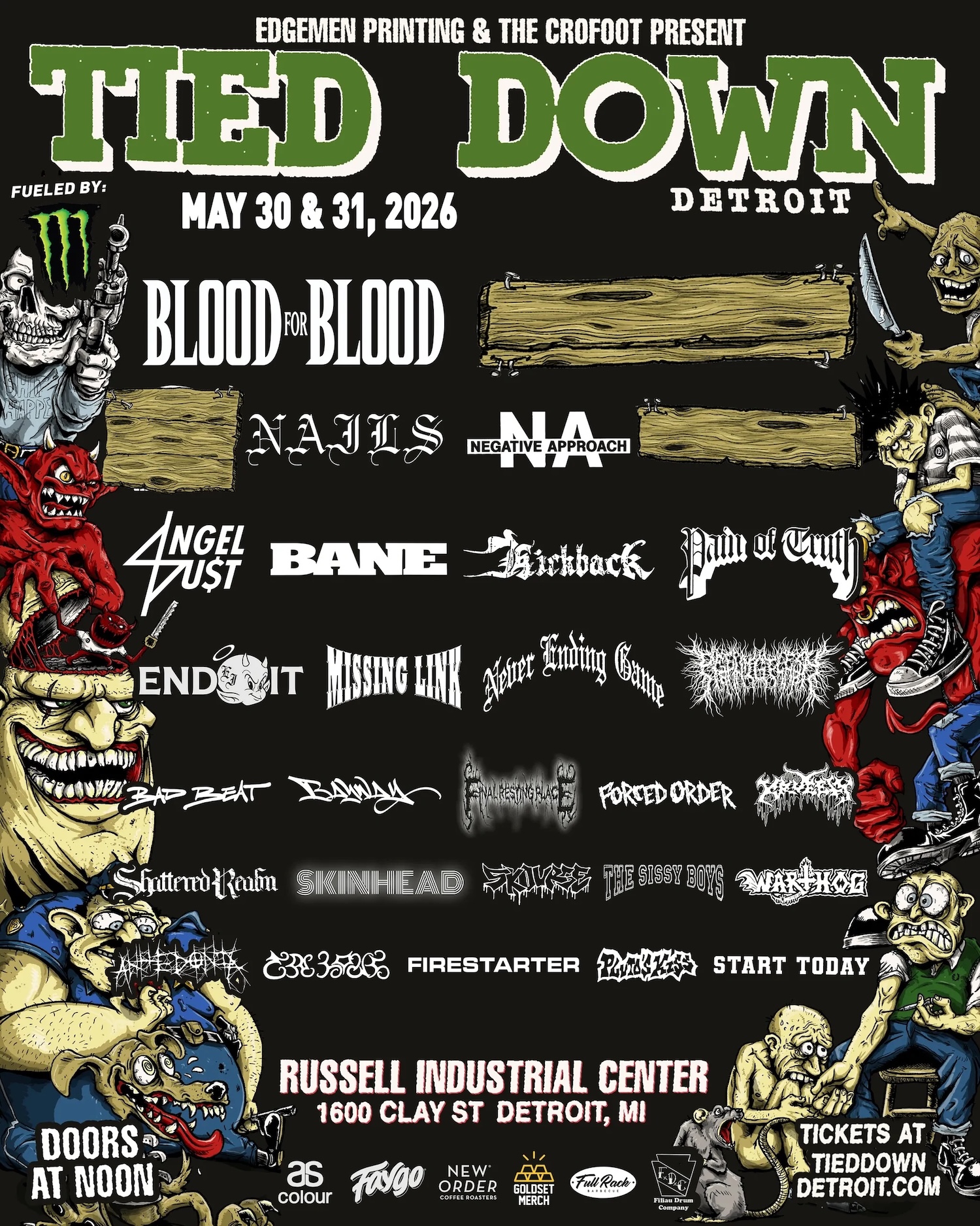 Tied Down 2026 Lineup Has Blood For Blood, Nails, Negative Approach, Tons Of Hardcore