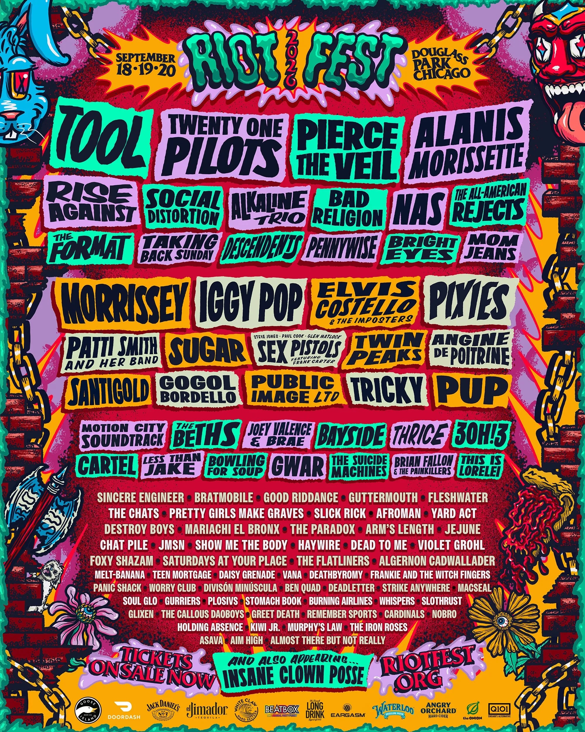 Riot Fest Announces Absolutely Baffling 2026 Lineup