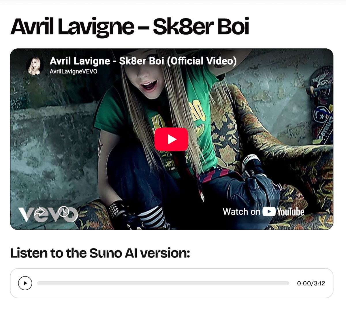 Stereogum 為 SOCAN 訴訟報導製作的 AI 版 Avril Lavigne 示意圖