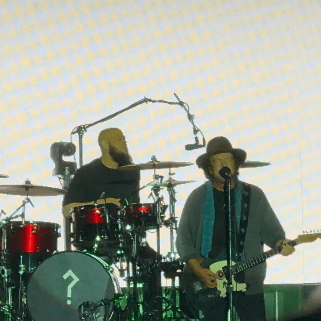 Eddie Vedder on stage with Pearl Jam New Drummer Abe Laboriel Jr during 2026 concert